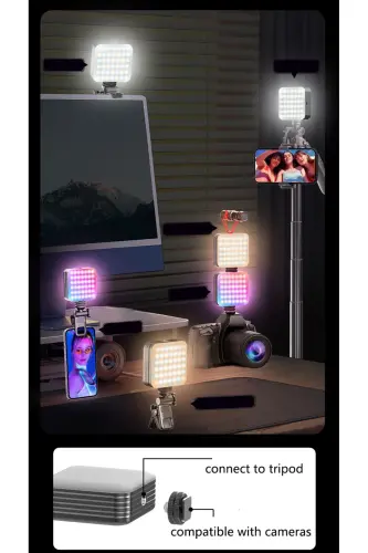 LED to'ldirgich yorug'ligi 2000MAH to'liq rangli ko'p portli ko'chma cho'ntak Video RGB yorug'lik keng tarqalgan mos LED yorug'lik-V1 - 7