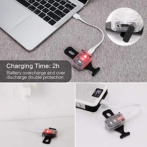 LED Xavfsizlik Chiroqi, Yuguruvchilar uchun Kliplarga o'rnatiladigan Stroboskop / Yuguruvchi Chiroqlar, 5 Yoritish Rejimiga ega Velosiped Orqa Chiroqi, Velosiped haydash, Piyoda yurish, Itlar va Bolalar uchun Yuqori Ko'rinishli Aksessuarlar - MapleSeeker (1)