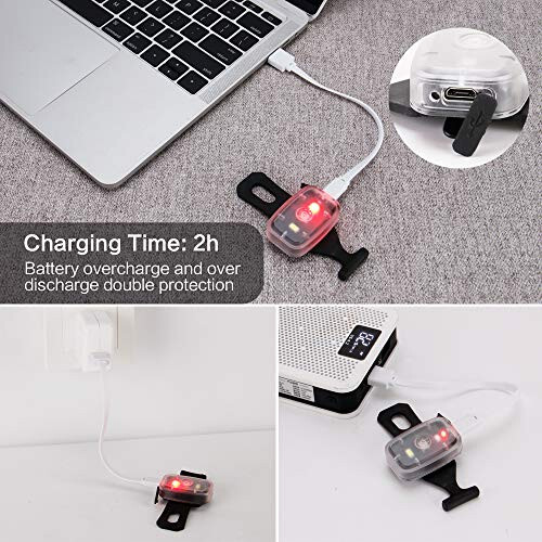 LED Xavfsizlik Chiroqi, Yuguruvchilar uchun Kliplarga o'rnatiladigan Stroboskop / Yuguruvchi Chiroqlar, 5 Yoritish Rejimiga ega Velosiped Orqa Chiroqi, Velosiped haydash, Piyoda yurish, Itlar va Bolalar uchun Yuqori Ko'rinishli Aksessuarlar - 2
