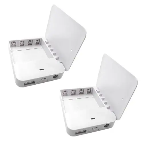 Battery Operated Phone Charger with LED|EmergencyUSB Battery Powered Power Bank Portable 4 AA Batteries Powered Outlet (2Pack White) - 1