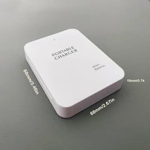 Battery Operated Phone Charger with LED|EmergencyUSB Battery Powered Power Bank Portable 4 AA Batteries Powered Outlet (2Pack White) - 2