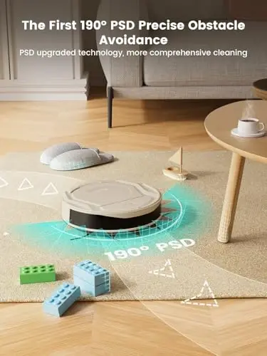 Lefant Robot Vacuum Cleaner M210 Pro,Slim,Quiet,2200Pa Suction,120 Min Self-Charging Robotic Vacuums, Freemove 3.0,WiFi/APP/Alexa,6 Cleaning Modes Ideal for Hard Floors Pet Hair Low Carpet,Champagne - 2