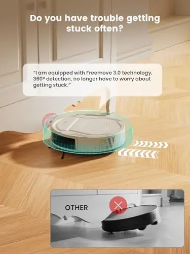 Lefant Robot Vacuum Cleaner M210 Pro,Slim,Quiet,2200Pa Suction,120 Min Self-Charging Robotic Vacuums, Freemove 3.0,WiFi/APP/Alexa,6 Cleaning Modes Ideal for Hard Floors Pet Hair Low Carpet,Champagne - 3