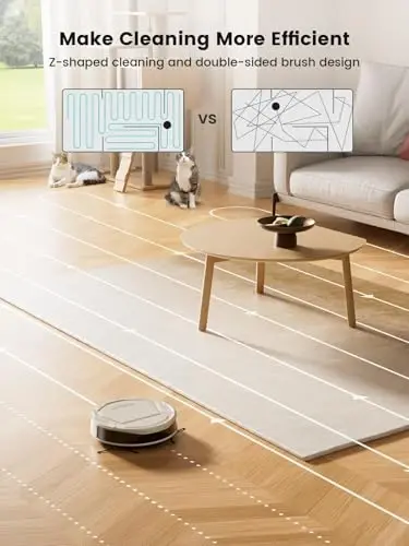 Lefant Robot Vacuum Cleaner M210 Pro,Slim,Quiet,2200Pa Suction,120 Min Self-Charging Robotic Vacuums, Freemove 3.0,WiFi/APP/Alexa,6 Cleaning Modes Ideal for Hard Floors Pet Hair Low Carpet,Champagne - 4