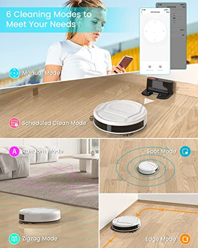 Lefant M210 Pro Robot Vacuum, 2200Pa Suction, 120 Mins Runtime, 6 Cleaning Modes, Quiet, Self-Charging, Wi-Fi/App Control, Ideal for Pet Hair and Hard Floor, White - 3