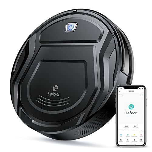 Lefant M210 Robotic Vacuums, 120 Mins Runtime, Powerful Suction, Small Body, Low Noise, Scheduled Cleaning, Automatic Self-Charging, Wi-Fi/App/Voice Control, Good for Pet Hair and Hard Floor, Black - 1