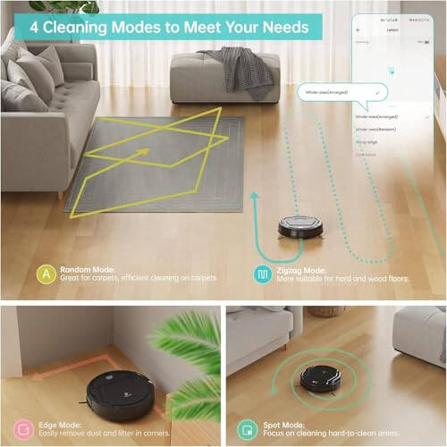 Lefant M210 Robotic Vacuums, 120 Mins Runtime, Powerful Suction, Small Body, Low Noise, Scheduled Cleaning, Automatic Self-Charging, Wi-Fi/App/Voice Control, Good for Pet Hair and Hard Floor, Black - 3