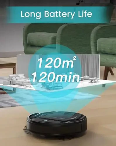 Lefant M210 Robotic Vacuums, 120 Mins Runtime, Powerful Suction, Small Body, Low Noise, Scheduled Cleaning, Automatic Self-Charging, Wi-Fi/App/Voice Control, Good for Pet Hair and Hard Floor, Black - 5