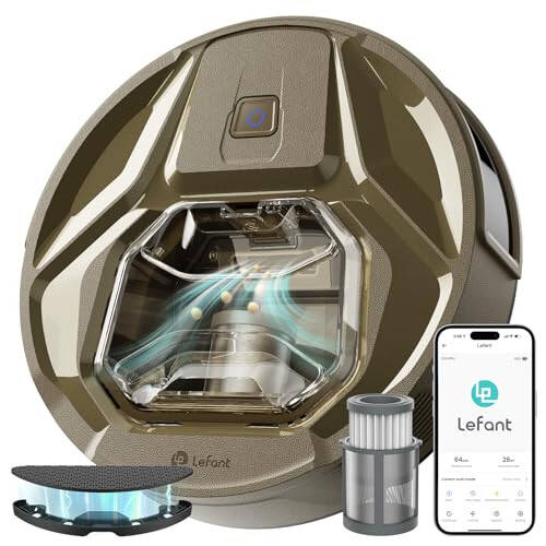 Lefant M320G Robotic Vacuum Cleaner, Carpet Detection, 8,000 Pa Suction, Low Noise, 800ml Visible Dustbin, 360 Mins Runtime, Self-Charging, Ideal for Hard Floor, Pet Hair, Golden Brown - 1