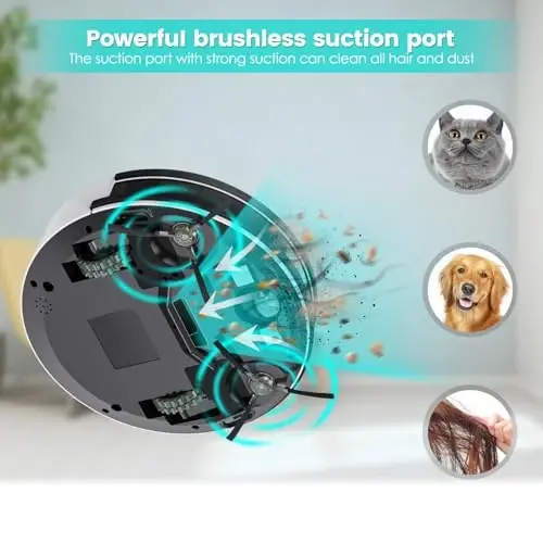 Lefant Robot Vacuum Cleaner, 120 Mins Runtime, Compact Design, Low Noise, Powerful Suction, Wi-Fi/App/Voice Control, Self-Charging, Scheduled Cleaning, Ideal for Pet Hair and Hard Floors, M210 Black - 4