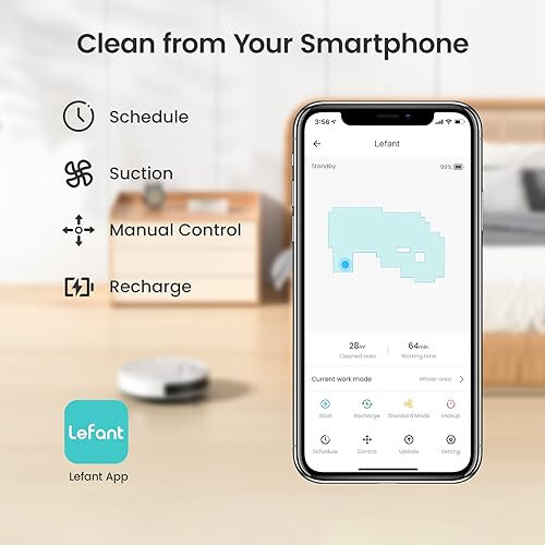 Lefant Robot Vacuum Cleaner, Strong Suction, 120 Mins Runtime, Slim, Low Noise, Automatic Self-Charging, Wi-Fi/App/Alexa Control, Ideal for Pet Hair Hard Floor and Daily Cleaning, M210 - 4