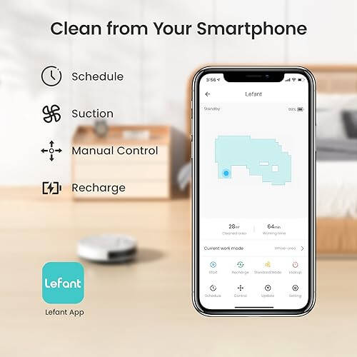Lefant Robot Vacuum Cleaner, Strong Suction, 120 Mins Runtime, Slim, Low Noise, Automatic Self-Charging, Wi-Fi/App/Alexa Control, Ideal for Pet Hair Hard Floor and Daily Cleaning, M210 - 4