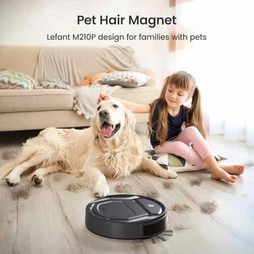 Lefant Robot Vacuum Cleaner M210 Pro,Slim,Quiet,2200Pa Suction,120 Min Self-Charging Robotic Vacuums, Freemove 3.0,WiFi/APP/Alexa,6 Cleaning Modes Ideal for Hard Floors Pet Hair Low Carpet,Black - Lefant