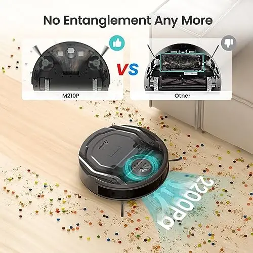 Lefant Robot Vacuum Cleaner M210 Pro,Slim,Quiet,2200Pa Suction,120 Min Self-Charging Robotic Vacuums, Freemove 3.0,WiFi/APP/Alexa,6 Cleaning Modes Ideal for Hard Floors Pet Hair Low Carpet,Black - 5