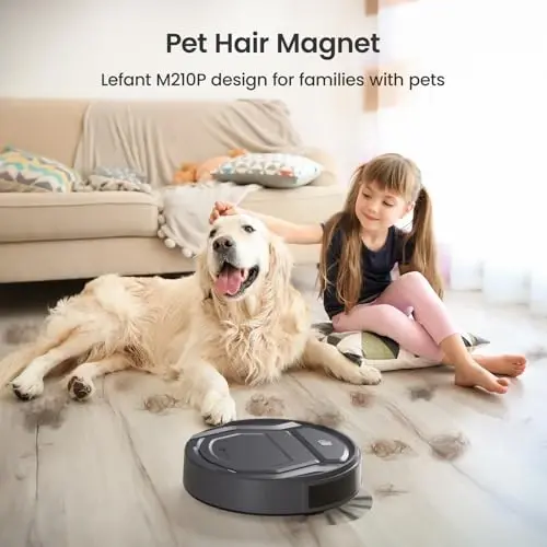 Lefant Robot Vacuum Cleaner M210 Pro,Slim,Quiet,2200Pa Suction,120 Min Self-Charging Robotic Vacuums, Freemove 3.0,WiFi/APP/Alexa,6 Cleaning Modes Ideal for Hard Floors Pet Hair Low Carpet,Gray - 2