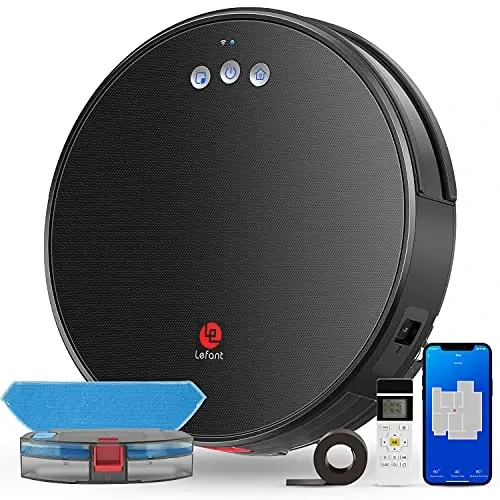 Lefant Robot Vacuum and Mop, Robotic Vacuum Cleaner with 3200Pa Suction, Smart Navigation, 150 Mins Runtime, Works with Alexa and Google Assistant, Self-Charging, Ideal for Pet Hair,Floor,Carpet（U180） - LEFANT