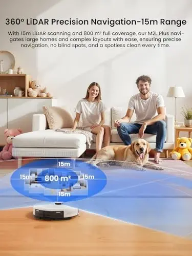 Lefant Robot Vacuum and Mop, 75-Day Self-Emptying, 6000Pa | Self-Emptying，LiDAR Navigation，PSD Obstacle Avoidance，130min Runtime， 2.4G/5G WiFi/Alexa/APP/iWatch - Lefant (1)