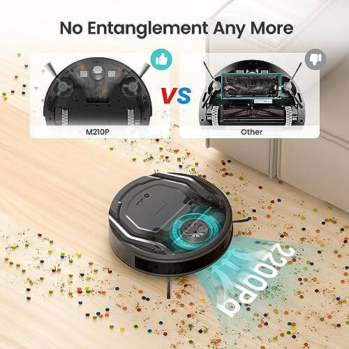 Lefant Robot Vacuum Cleaner Slim Quiet, 2200Pa Powerful Suction, 120 Mins Runtime, 6 Cleaning Modes, Wi-Fi/App/Alexa, Self-Charging Pet Hair Robotic Vacuum Ideal for Hard Floor, Low-Pile Carpet, M210 Pro - 5