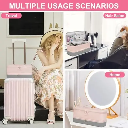 LEFOR·Z Sayohat sumkasi Shark Flexstyle/FlexFusion/Soch quritgichiga mos keladi, 2 qavatli issiq asboblar sumkasi Shark Glam ga mos keladi, ko'chma soch asboblari sumkasi Dyson Airwrap Styler/Supersonic ga mos keladi, och pushti + kulrang - 6