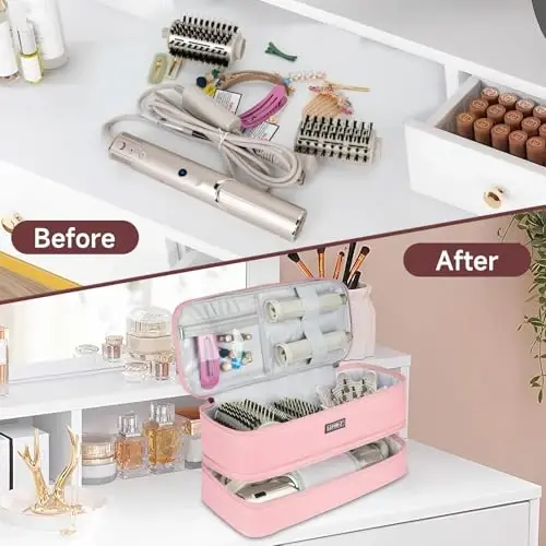 LEFOR·Z Seyahat Taşıma Çantası Shark Flexstyle Styler/FlexFusion/Saç Kurutma Makinesi ile Uyumlu, Çift Katmanlı Saç Şekillendirme Aletleri Saklama Çantası Dyson Airwrap Styler/Supersonic Saç Kurutma Makinesi için Uygun, Pembe-Sadece Çanta - 10