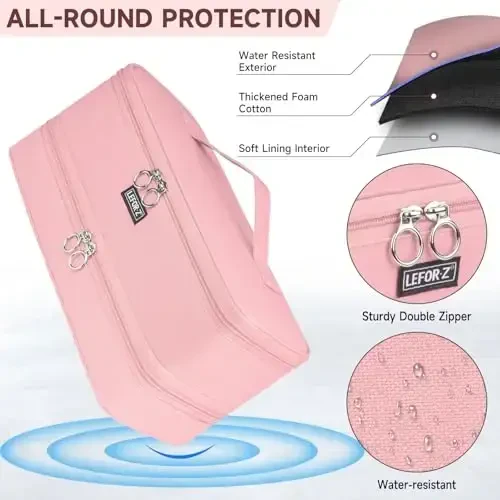 LEFOR·Z Travel Carrying Case Compatible with Shark Flexstyle Styler/FlexFusion/Hair Dryer,Double-Layer Hair Hot Tools Storage Bag Fits for Dyson Airwrap Styler/Supersonic Hair Dryer,Pink-Bag Only - 5