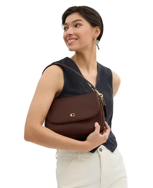 Legacy Small Pebbled Leather Shoulder Bag-maple - 4