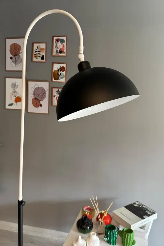 Legend Lambader Hareketli Başlık Modern Dekoratif Metal Oturma Odası Çalışma Odası Lambası - Siyah-Beyaz - 1
