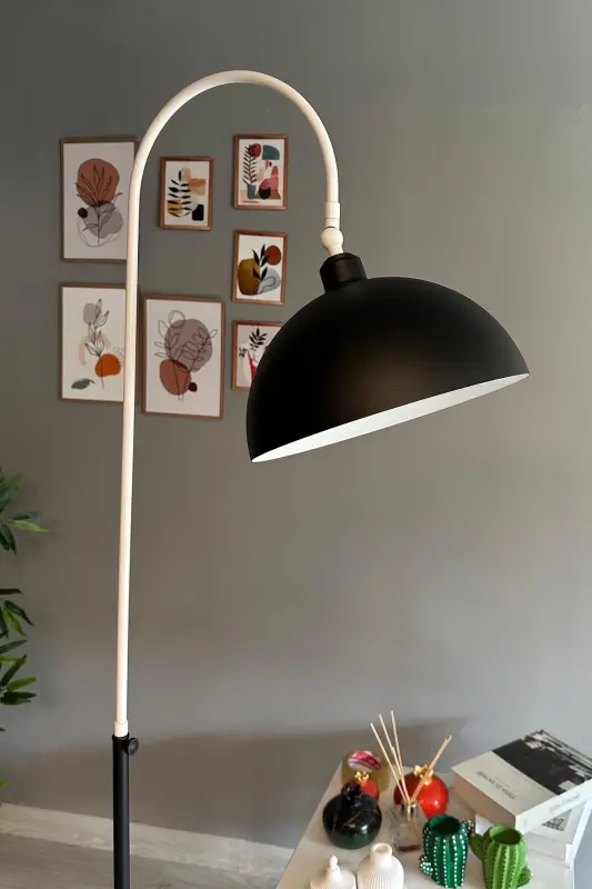 Legend Lambader Hareketli Başlık Modern Dekoratif Metal Oturma Odası Çalışma Odası Lambası - Siyah-Beyaz - 4