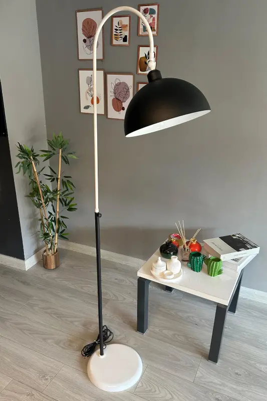 Legend Lambader Hareketli Başlık Modern Dekoratif Metal Oturma Odası Çalışma Odası Lambası - Siyah-Beyaz - 6