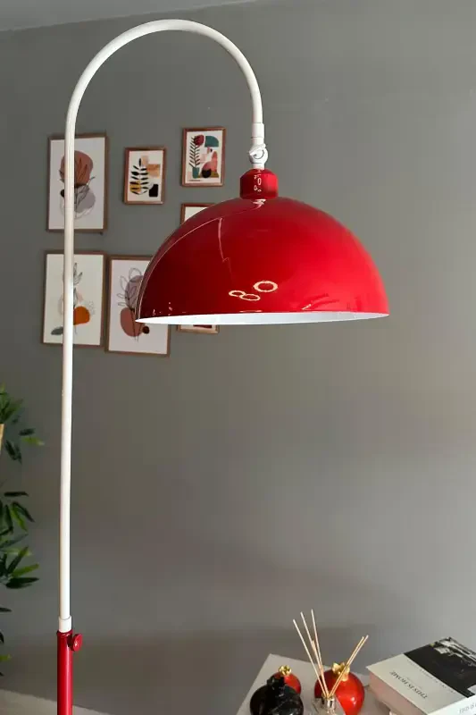 Legend Of North Lambader Hareketli Başlık Modern Dekoratif Metal Oturma Odası Çalışma Odası Lambası-Kırmızı - 6