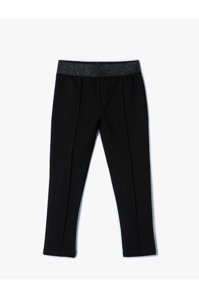 Leggings with belt detail, elastic waistband. - 4