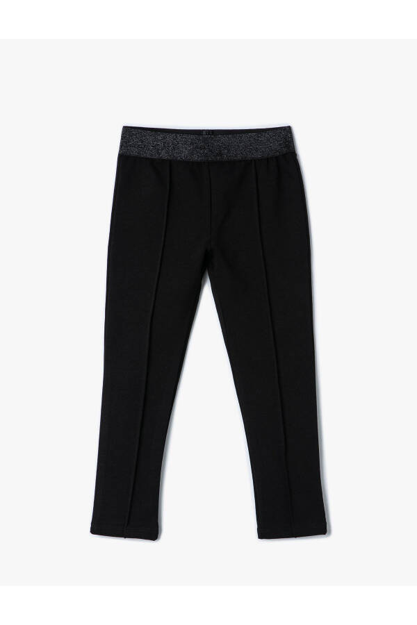 Leggings with belt detail, elastic waistband. - 1