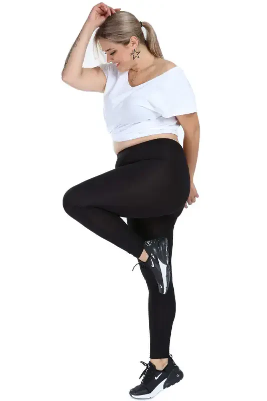 Легинсы однотонные большого размера 22639 черные - 9