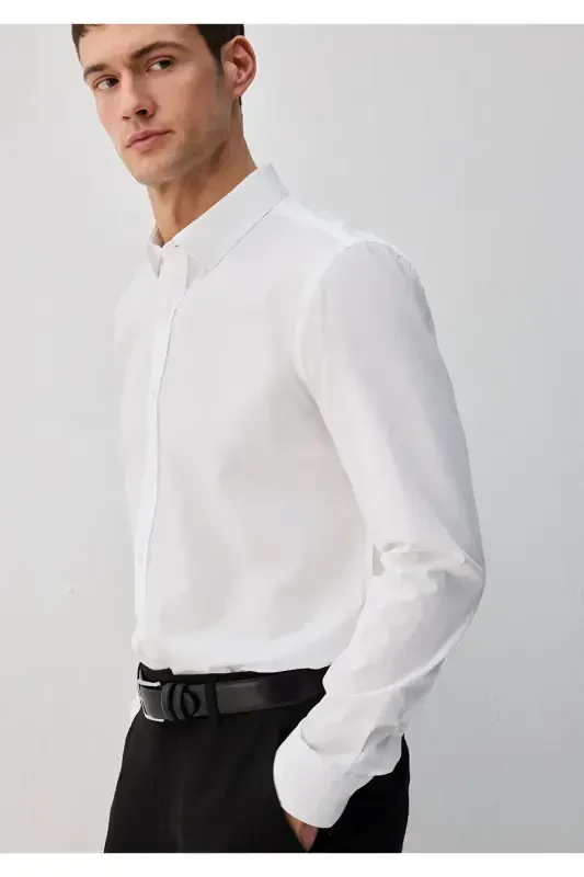 Легкая глажка Белая рубашка Slim Fit / Узкий крой - 1