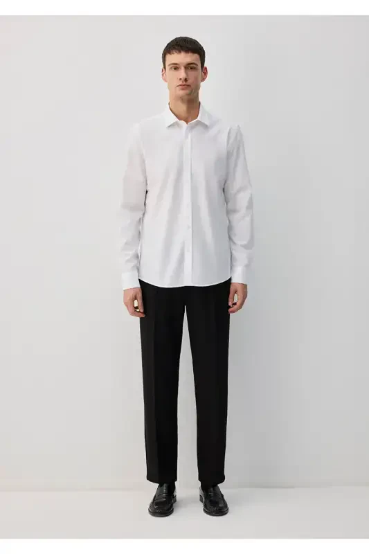 Легкая глажка Белая рубашка Slim Fit / Узкий крой - 4