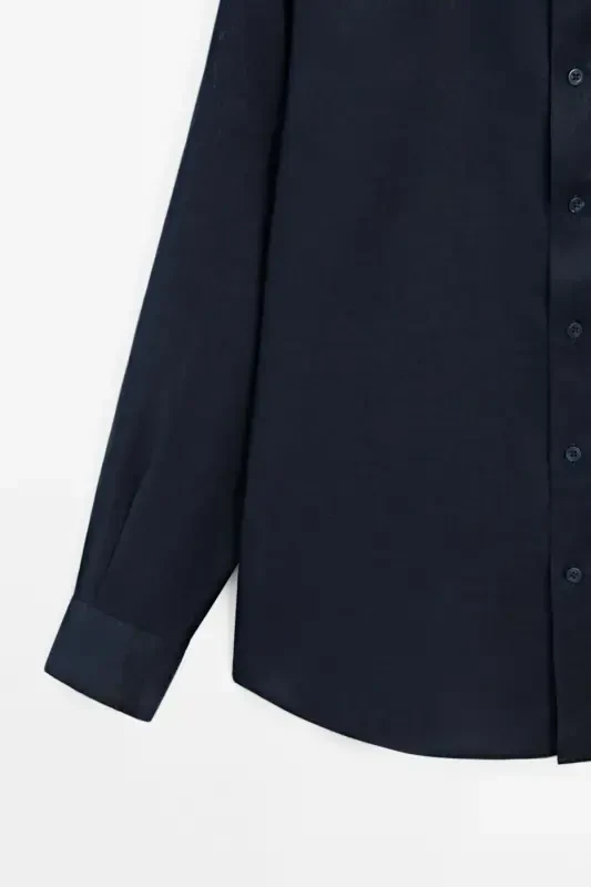 Легкая льняная рубашка 100% - ТЕМНО-СИНИЙ - 2