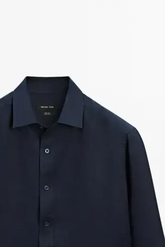 Легкая льняная рубашка 100% - ТЕМНО-СИНИЙ - 8