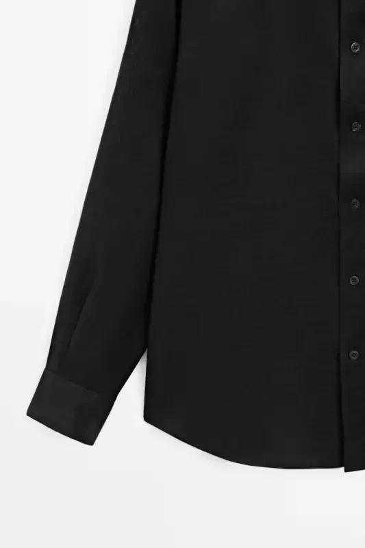 Легкая льняная рубашка-ЧЕРНЫЙ - 2