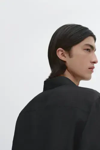 Легкая льняная рубашка-ЧЕРНЫЙ - 6