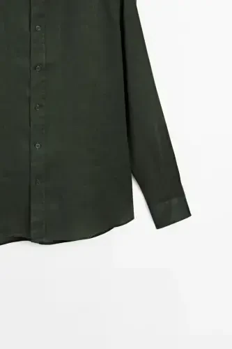 Лёгкая льняная рубашка-ХАКИ 100% - MASSIMO DUTTI (1)