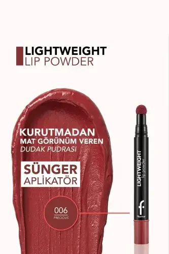 Легкая Матовая Пудра для Губ (Розовый) - Lightweight Lip Powder - 006 Precious - 8682536007481-006 PRECIOUS - 5