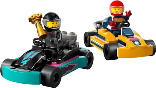 LEGO City Go-Karts and Race Drivers Toy Playset, 2 Driver Minifigures, Racing Vehicle Car Toy, Fun Race Car Toy Gift for Kids Aged 5 and Up, 60400 - 5