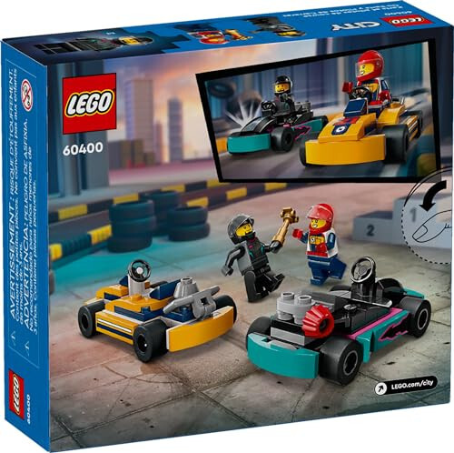 LEGO City Go-Karts and Race Drivers Toy Playset, 2 Driver Minifigures, Racing Vehicle Car Toy, Fun Race Car Toy Gift for Kids Aged 5 and Up, 60400 - 6