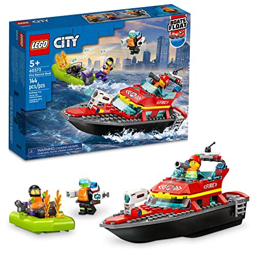 LEGO City İtfaiye Kurtarma Teknesi 60373, Su Üzerinde Yüzen Oyuncak, Jetpack, Bot ve 3 Minfigürle, Günlük Kahraman Oyuncakları Çocuklar, Erkek ve Kızlar İçin 5 Yaş ve Üzeri - 1