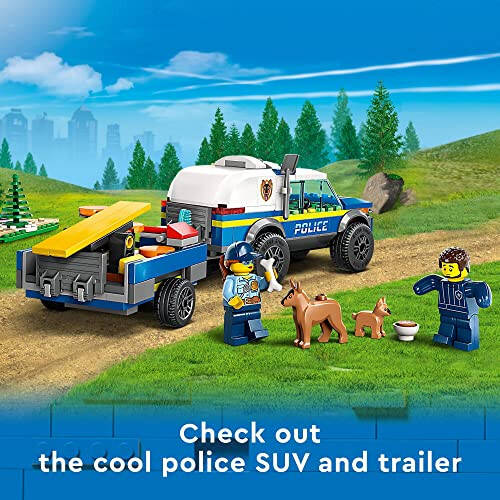 LEGO City Mobile Police Dog Training 60369, SUV Toy Car with Trailer, Obstacle Course and Puppy Figures, Animal Playset for Boys and Girls Ages 5 Plus - 3