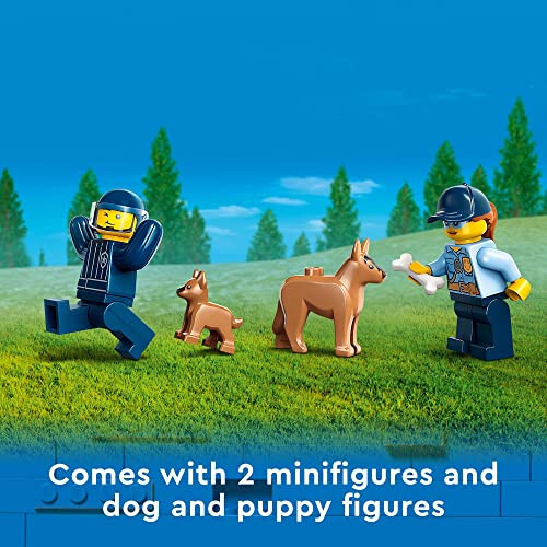 LEGO City Mobil Politsiya It Eğitimi 60369, SUV O'yinchoq Avtomobil Prisep bilan, To'siqlar Maydoni va Kuchuk Figuralari, 5 Yosh va Undan Katta O'g'il va Qizlar Uchun Hayvonlar O'yin To'plami - 6