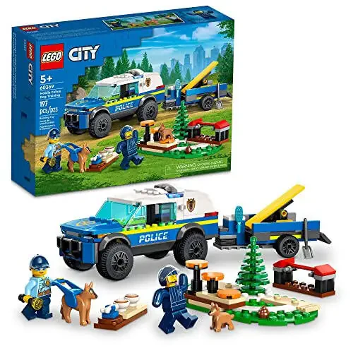 LEGO City Mobile Police Dog Training 60369, SUV Toy Car with Trailer, Obstacle Course and Puppy Figures, Animal Playset for Boys and Girls Ages 5 Plus - 1