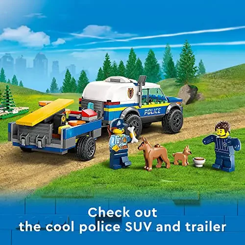 LEGO City Mobile Police Dog Training 60369, SUV Toy Car with Trailer, Obstacle Course and Puppy Figures, Animal Playset for Boys and Girls Ages 5 Plus - 3