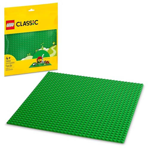 LEGO Classic Green Baseplate, Square 32x32 Stud Foundation to Build, Play, and Display Brick Creations, Great for Grassy Nature Landscapes, 11023 - 1