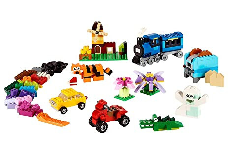 LEGO Classic O'rtacha Ijodiy G'isht Qutisi 10696 Qurilish O'yinchoq To'plami - Saqlash Xususiyati, Poezd, Avtomobil va Yo'lbars Figurasini O'z ichiga oladi, 4-99 yoshli Bolalar, O'g'il va Qizlar uchun O'yin To'plami - LEGO (1)